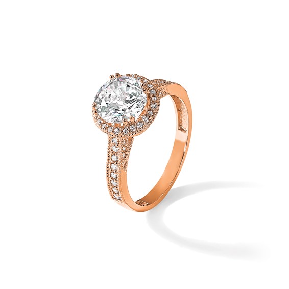 10K Tiara Collection Rose Gold Polished CZ Ring