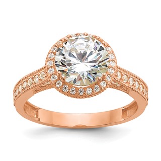 10K Tiara Collection Rose Gold Polished CZ Ring