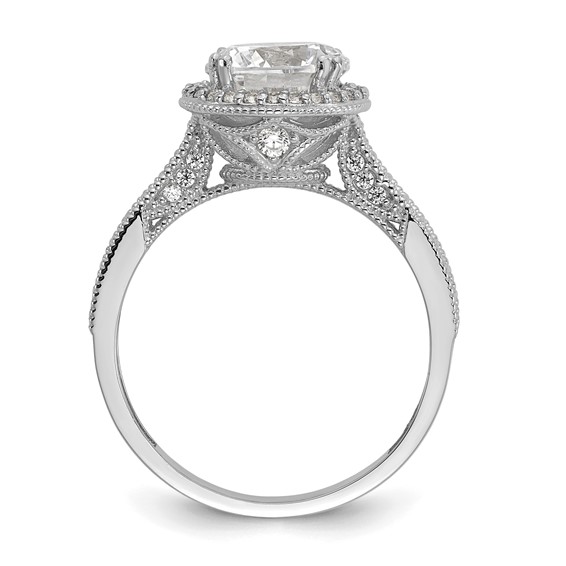 10K Tiara Collection White Gold Polished CZ Ring