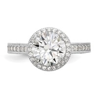 10K Tiara Collection White Gold Polished CZ Ring view 4