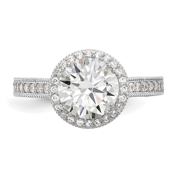 10K Tiara Collection White Gold Polished CZ Ring