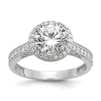 10K Tiara Collection White Gold Polished CZ Ring view 1
