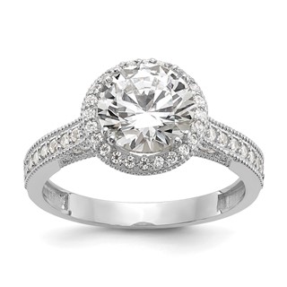 10K Tiara Collection White Gold Polished CZ Ring