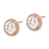 10K Tiara Collection Rose Gold Polished CZ Post Earrings view 2