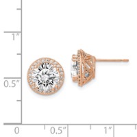 10K Tiara Collection Rose Gold Polished CZ Post Earrings view 4