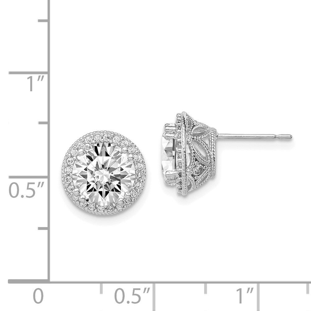 10K Tiara Collection White Gold Polished CZ Post Earrings (10YC392W)