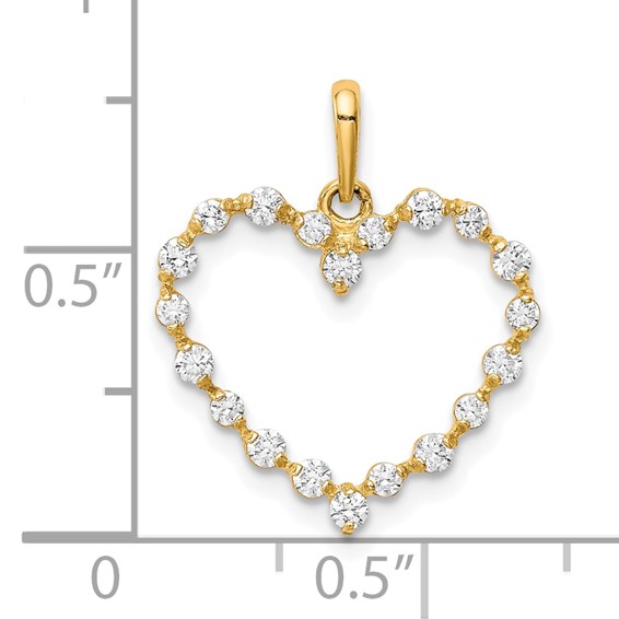 10K CZ Heart Pendant