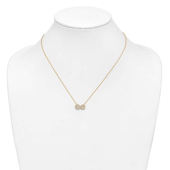 10K 18inch Polished CZ Infinity Necklace