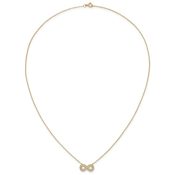 10K 18inch Polished CZ Infinity Necklace