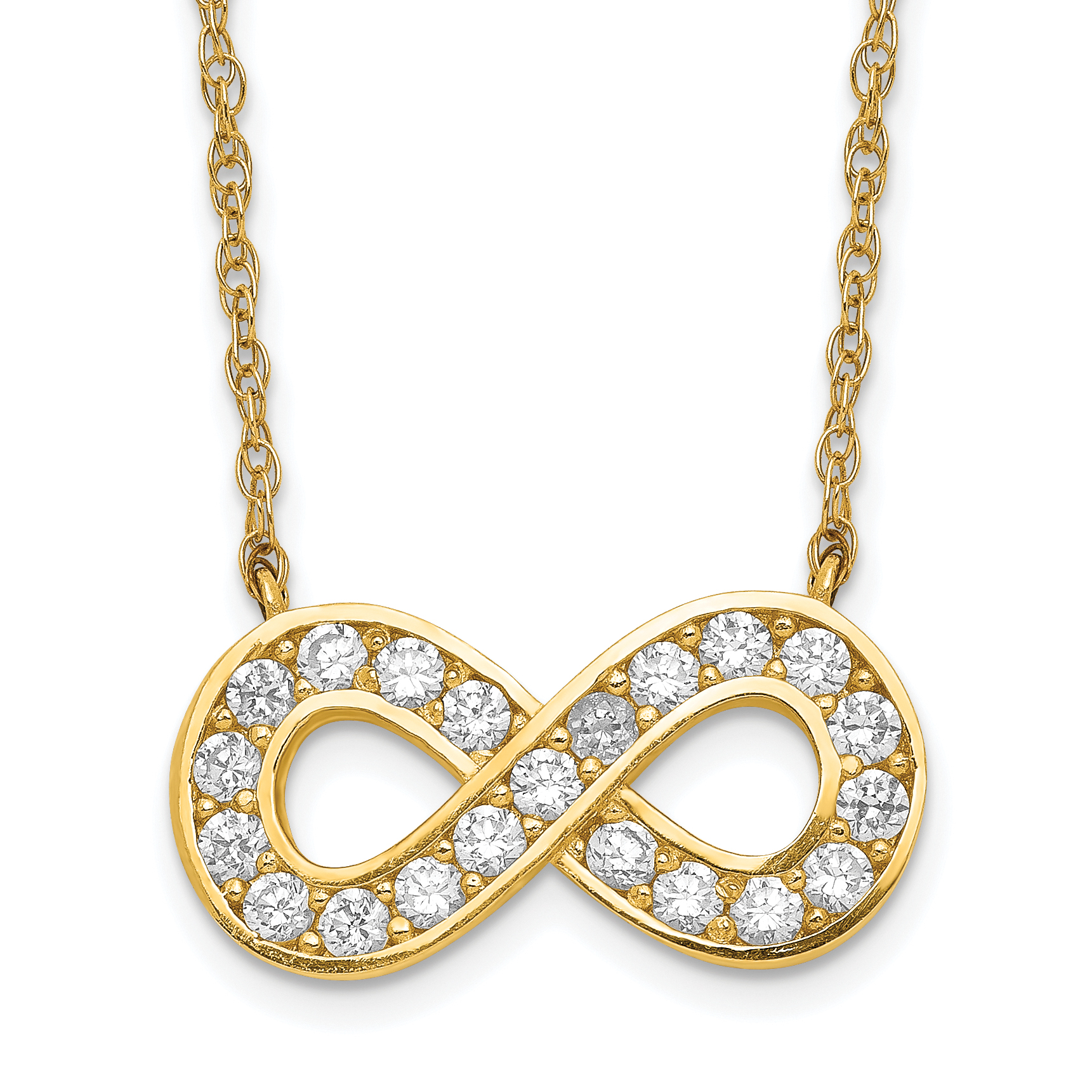 10K 18inch Polished CZ Infinity Necklace (10YC398)
