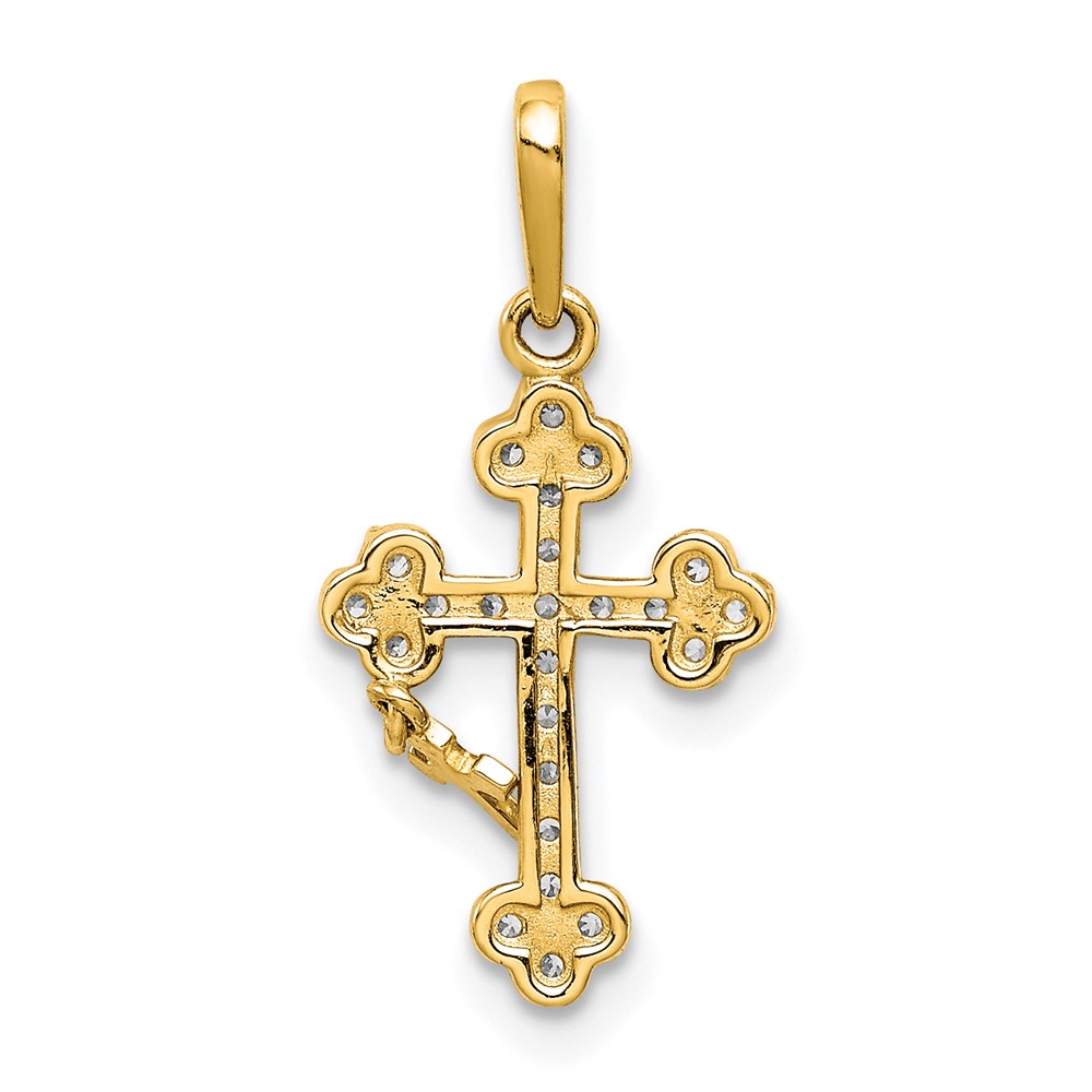 10K CZ Budded Cross w/Cross Dangle Pendant (10YC402)