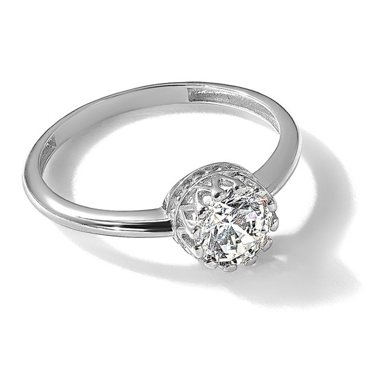 10k Tiara Collection White Gold Polished CZ Ring