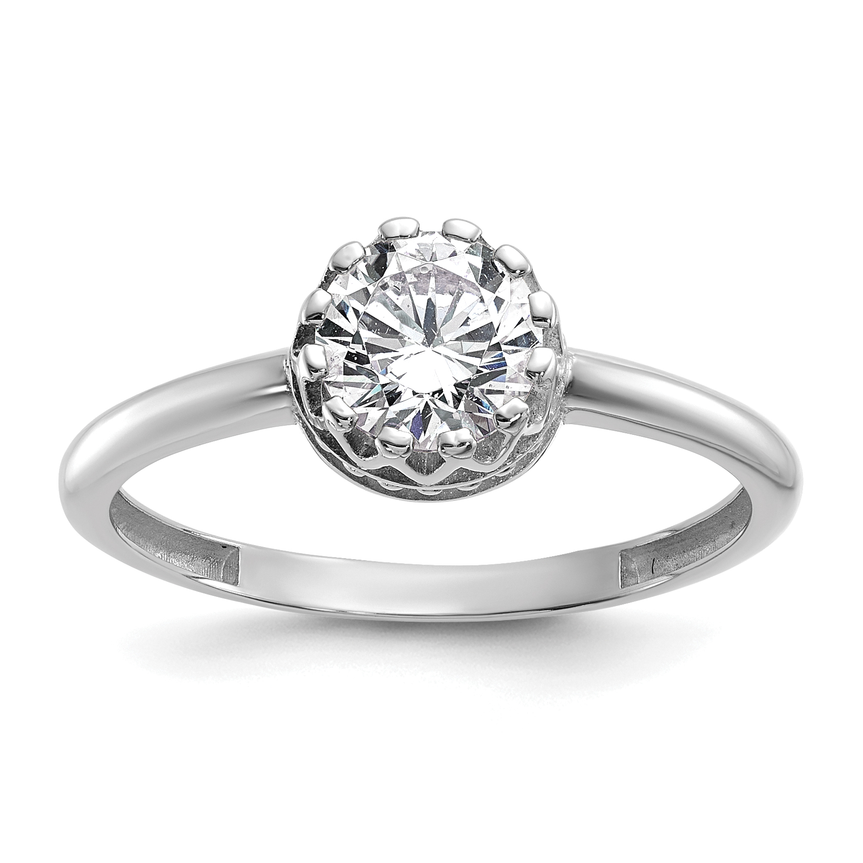 10k Tiara Collection White Gold Polished CZ Ring (10YC417W)