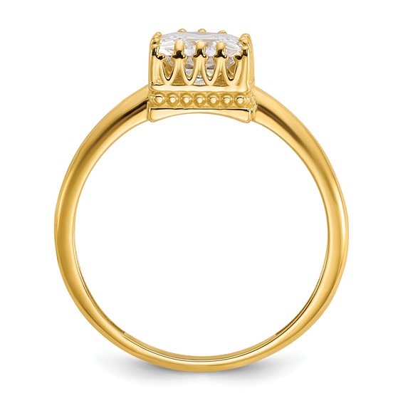 10k Tiara Collection Polished Square CZ Ring
