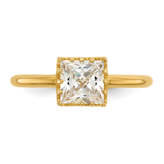 10k Tiara Collection Polished Square CZ Ring