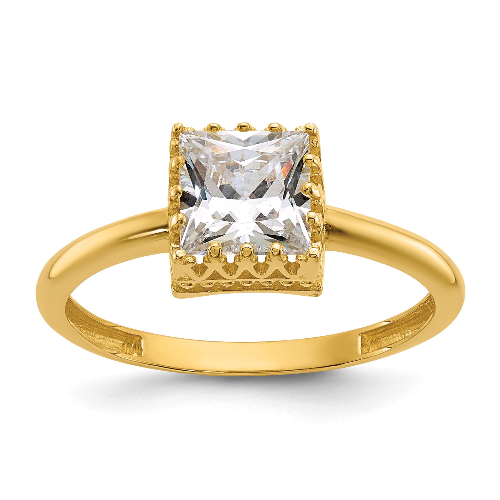 10k Tiara Collection Polished Square CZ Ring (10YC418)