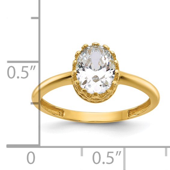 10k Tiara Collection Polished Oval CZ Ring