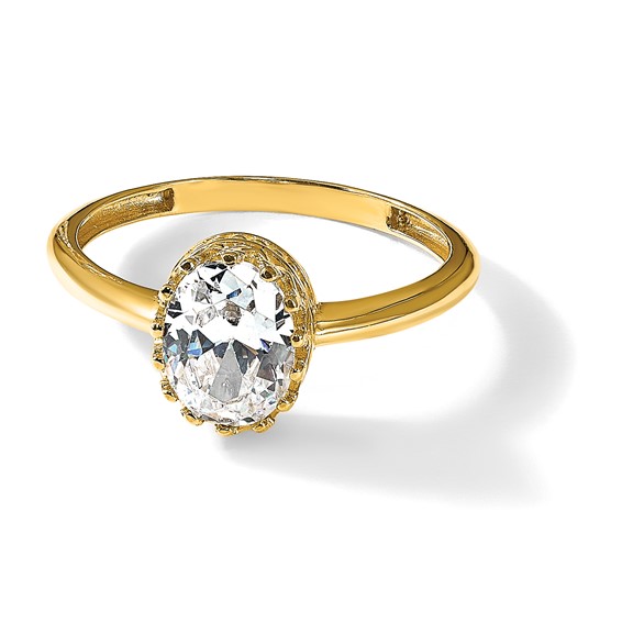 10k Tiara Collection Polished Oval CZ Ring