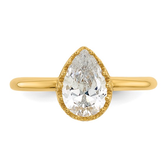 10k Tiara Collection Polished Pear CZ Ring