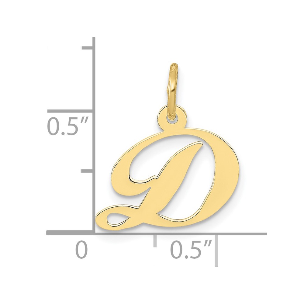 10K Small Fancy Script Initial D Charm (10YC650D)
