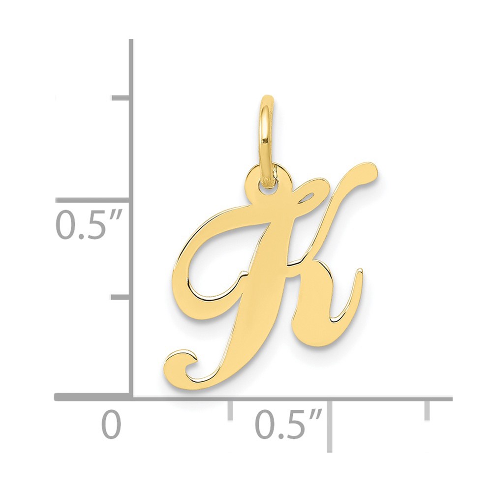 10K Small Fancy Script Initial K Charm (10YC650K)