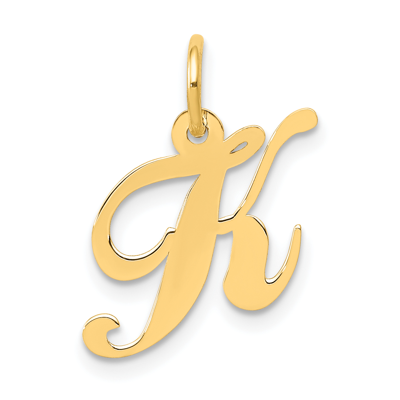 10K Small Fancy Script Initial K Charm (10YC650K)