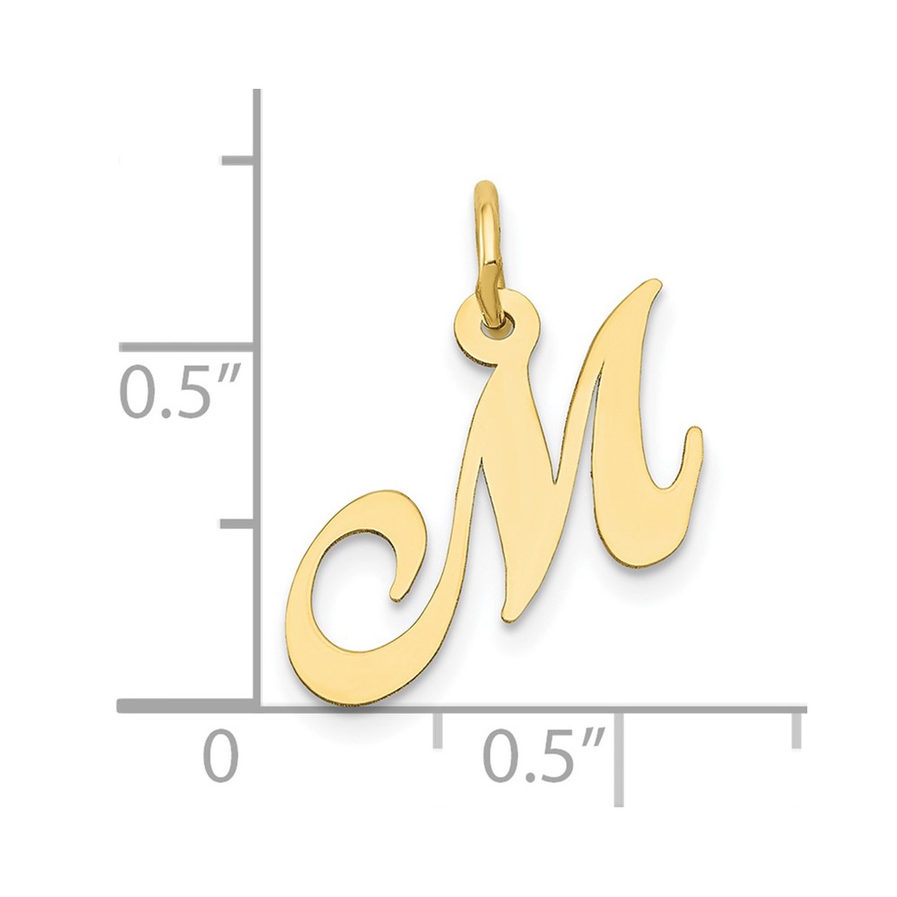 10K Small Fancy Script Initial M Charm (10YC650M)