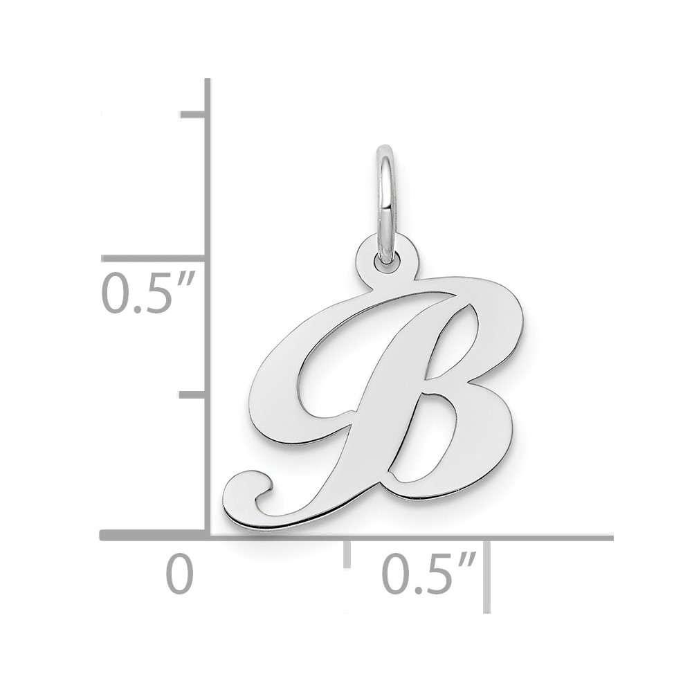 10k White Gold Small Fancy Script Initial B Charm (10YC651B)