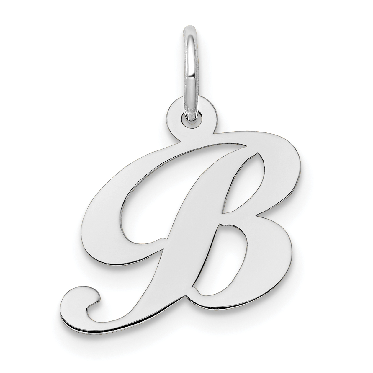 10k White Gold Small Fancy Script Initial B Charm (10YC651B)