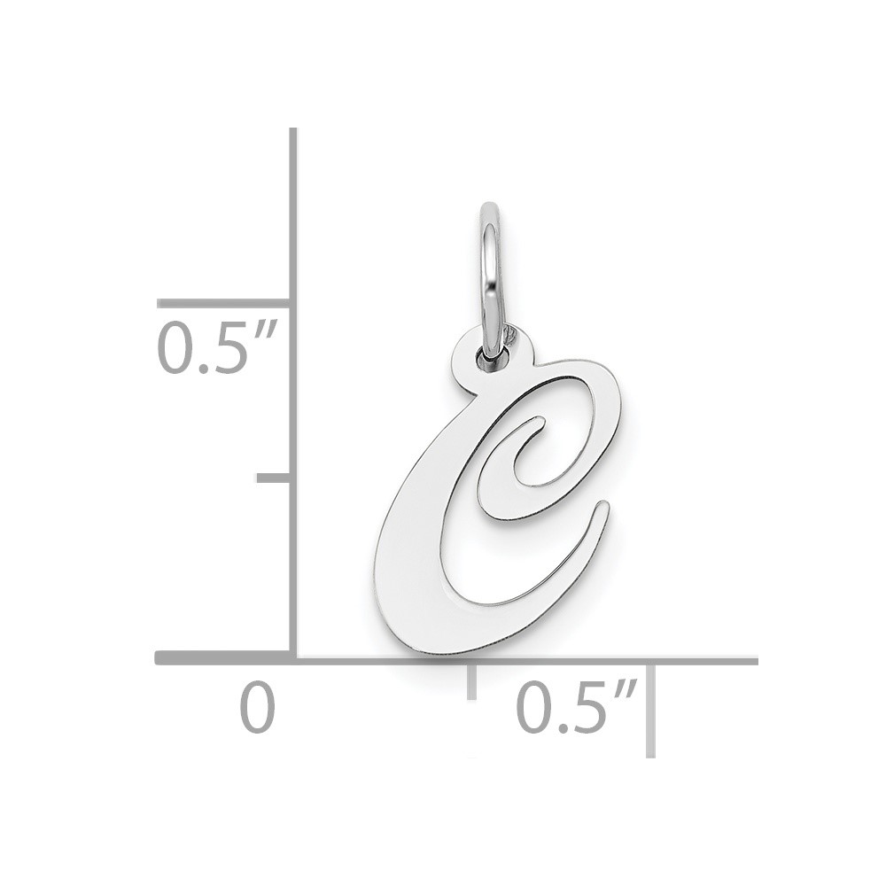 10k White Gold Small Fancy Script Initial C Charm (10YC651C)
