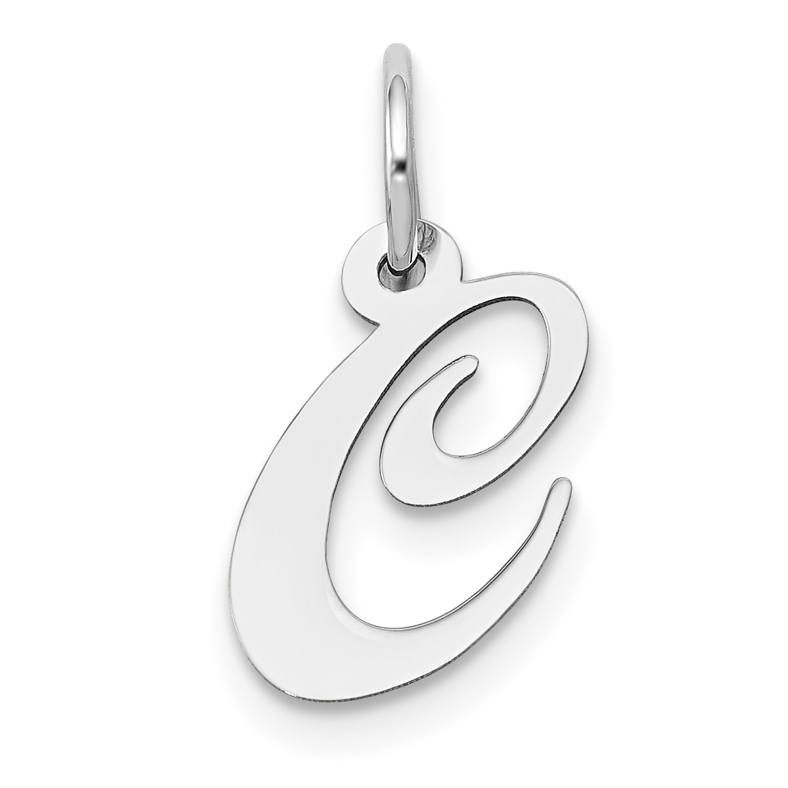 10k White Gold Small Fancy Script Initial C Charm (10YC651C)