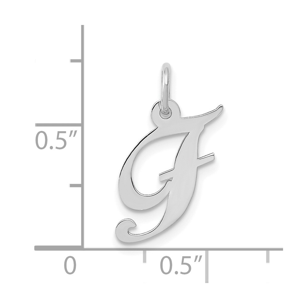 10k White Gold Small Fancy Script Initial F Charm (10YC651F)
