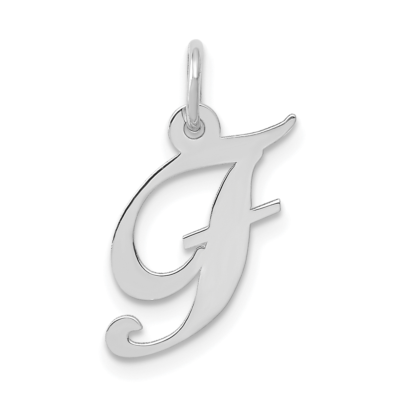 10k White Gold Small Fancy Script Initial F Charm (10YC651F)