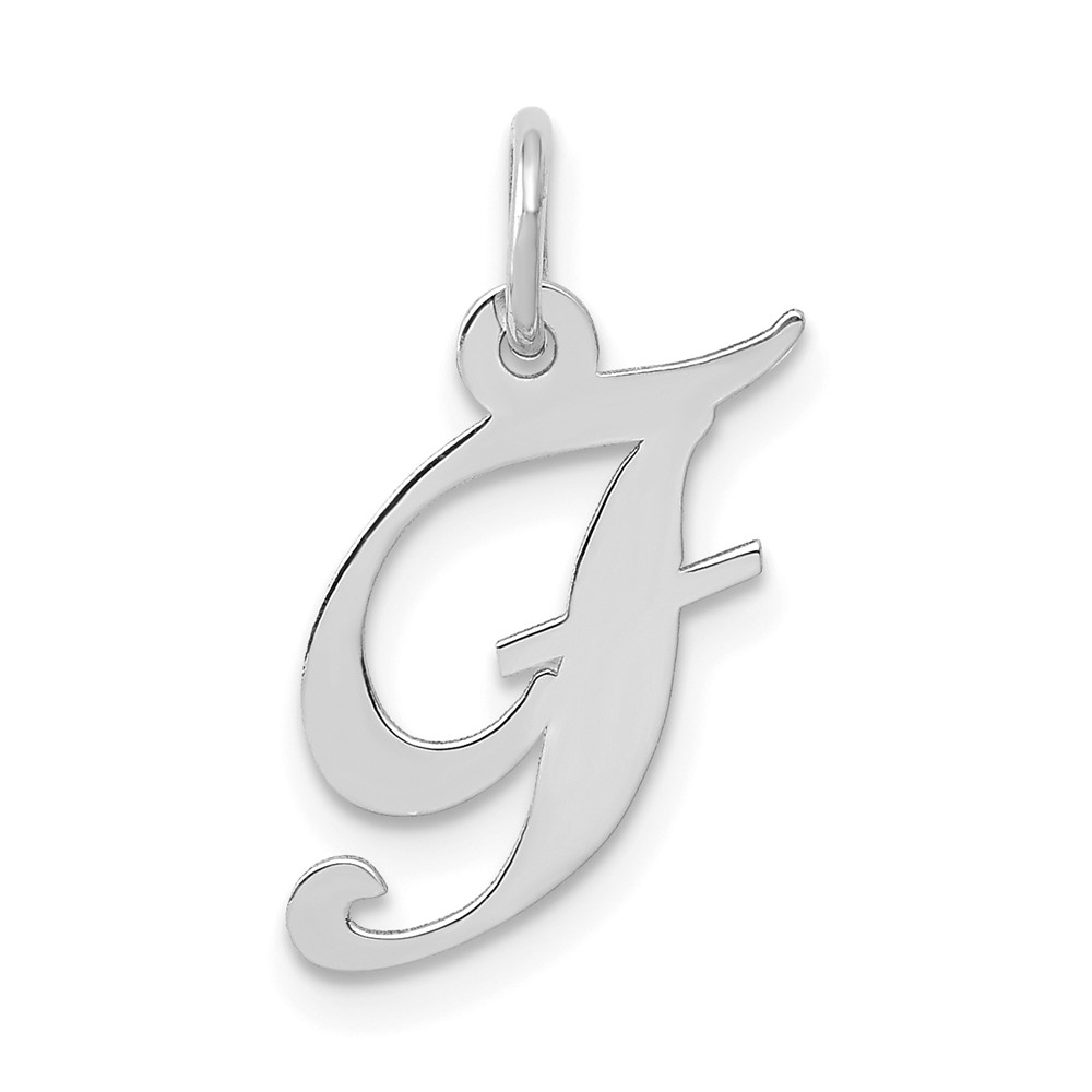 10k White Gold Small Fancy Script Initial F Charm (10YC651F)