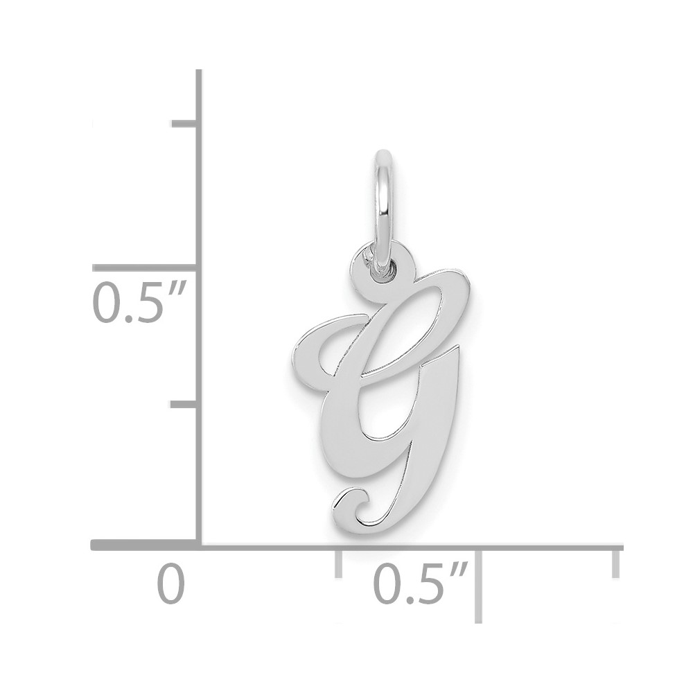 10k White Gold Small Fancy Script Initial G Charm (10YC651G)