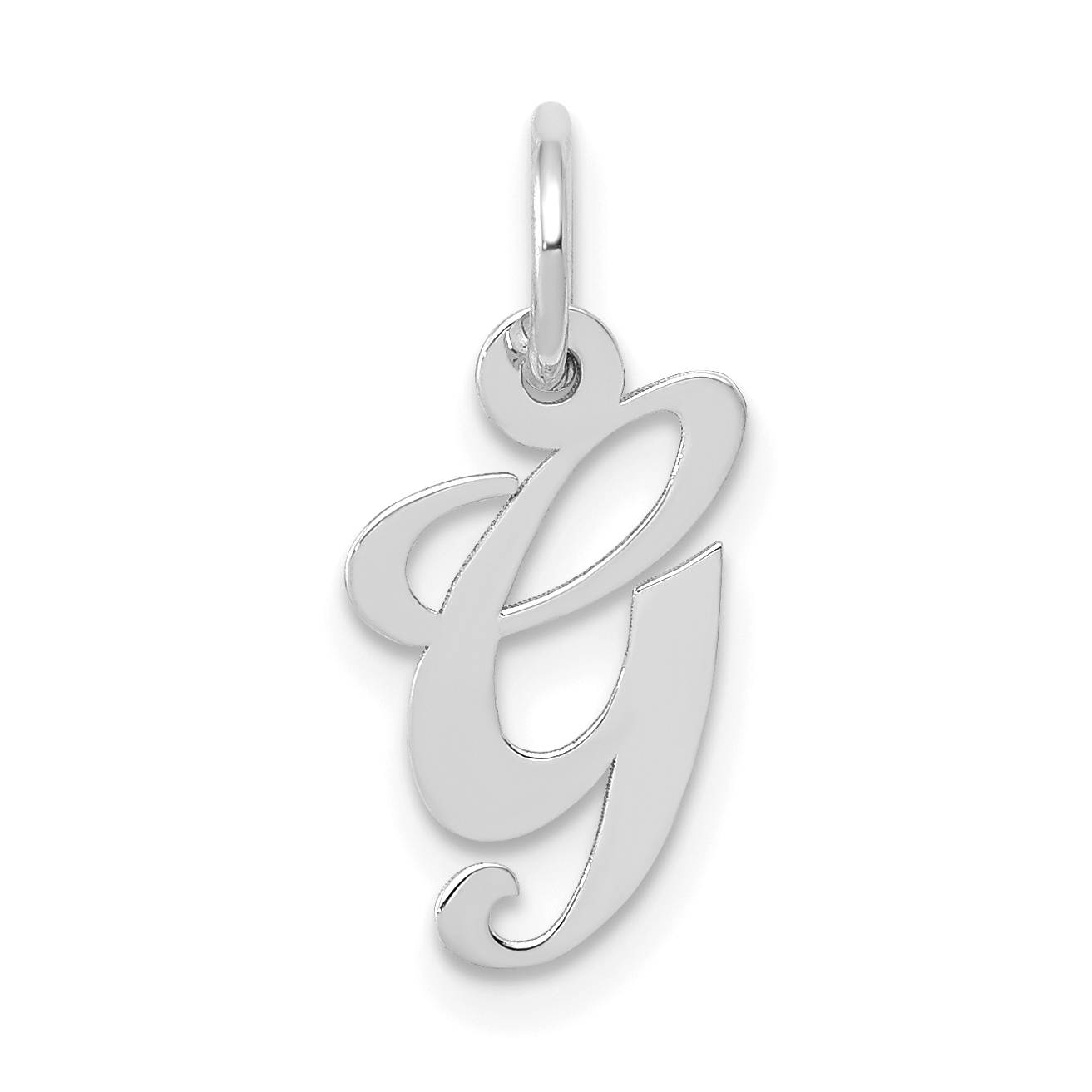 10k White Gold Small Fancy Script Initial G Charm (10YC651G)