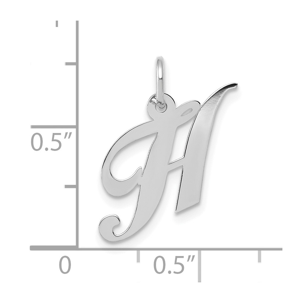 10k White Gold Small Fancy Script Initial H Charm (10YC651H)