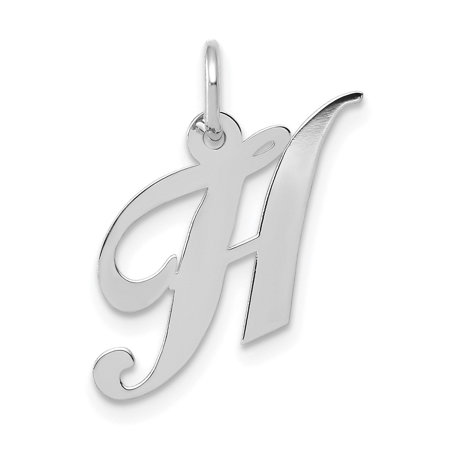 10k White Gold Small Fancy Script Initial H Charm (10YC651H)