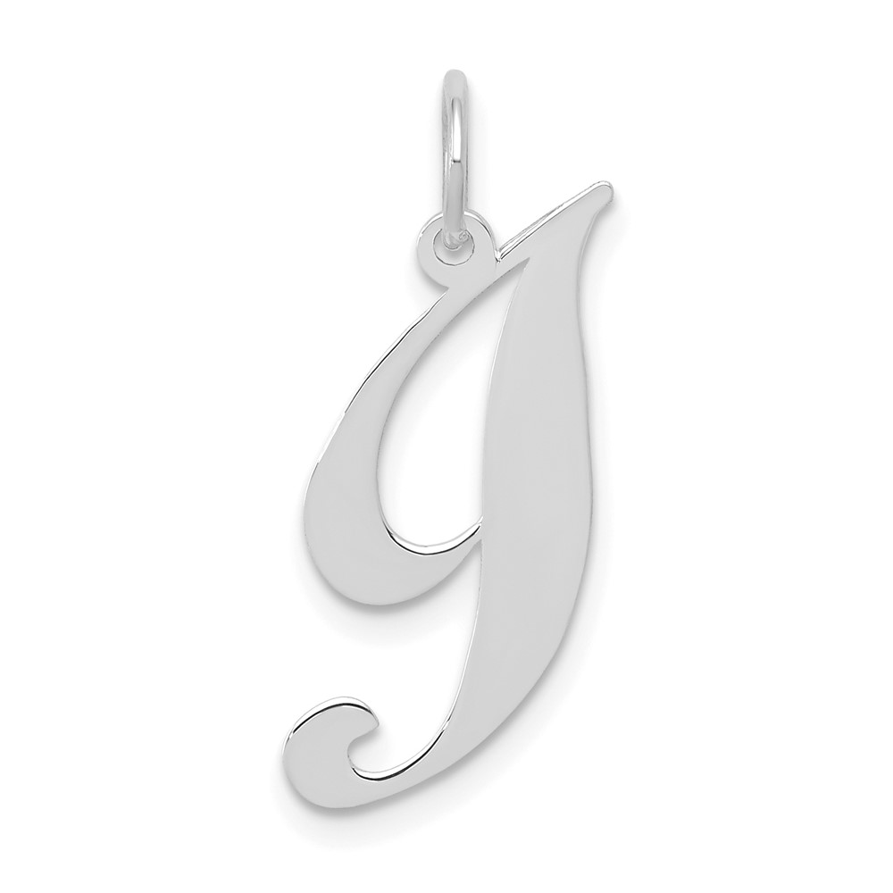 10k White Gold Small Fancy Script Initial I Charm (10YC651I)
