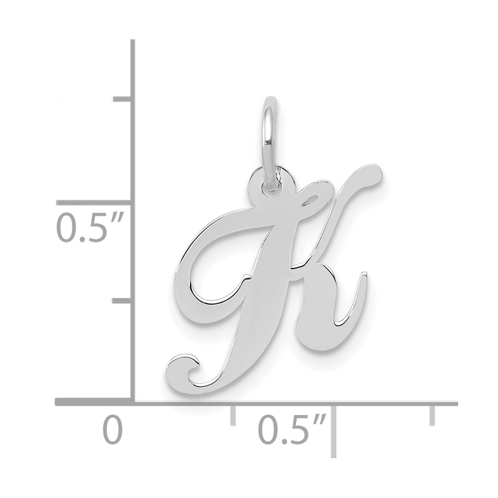 10k White Gold Small Fancy Script Initial K Charm (10YC651K)