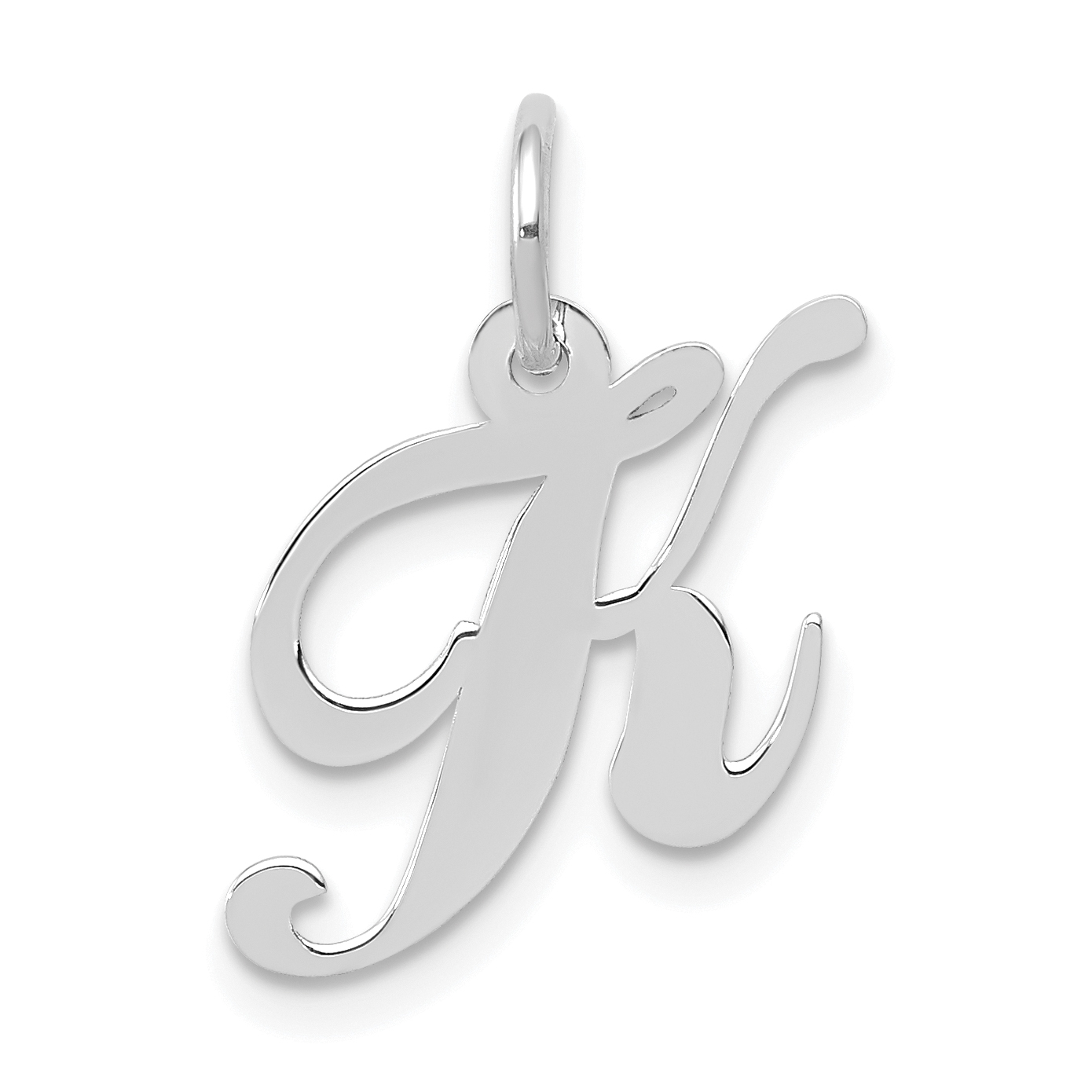 10k White Gold Small Fancy Script Initial K Charm (10YC651K)