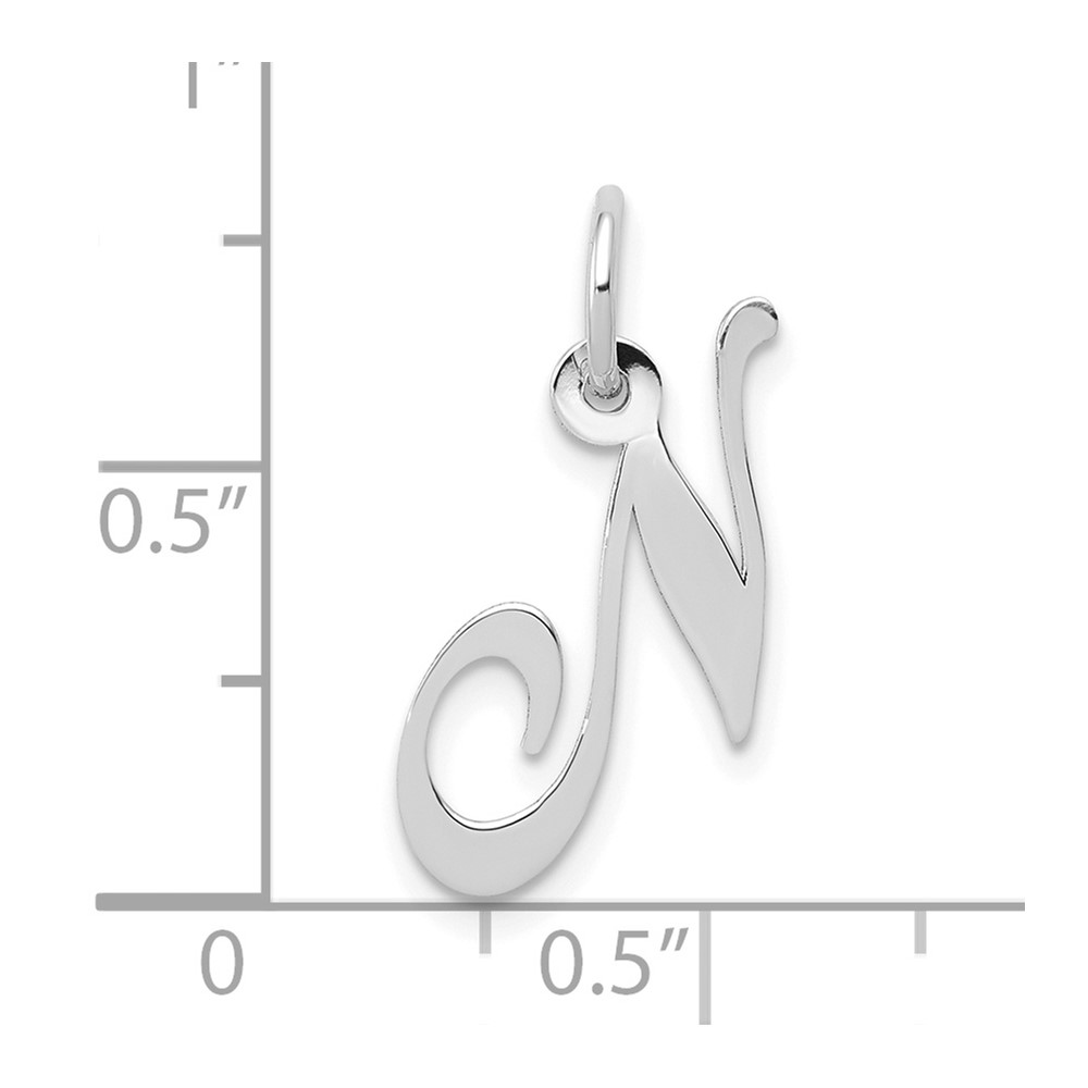 10k White Gold Small Fancy Script Initial N Charm (10YC651N)
