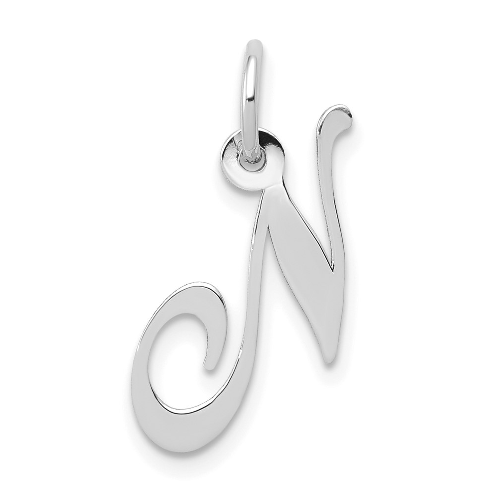 10k White Gold Small Fancy Script Initial N Charm (10YC651N)