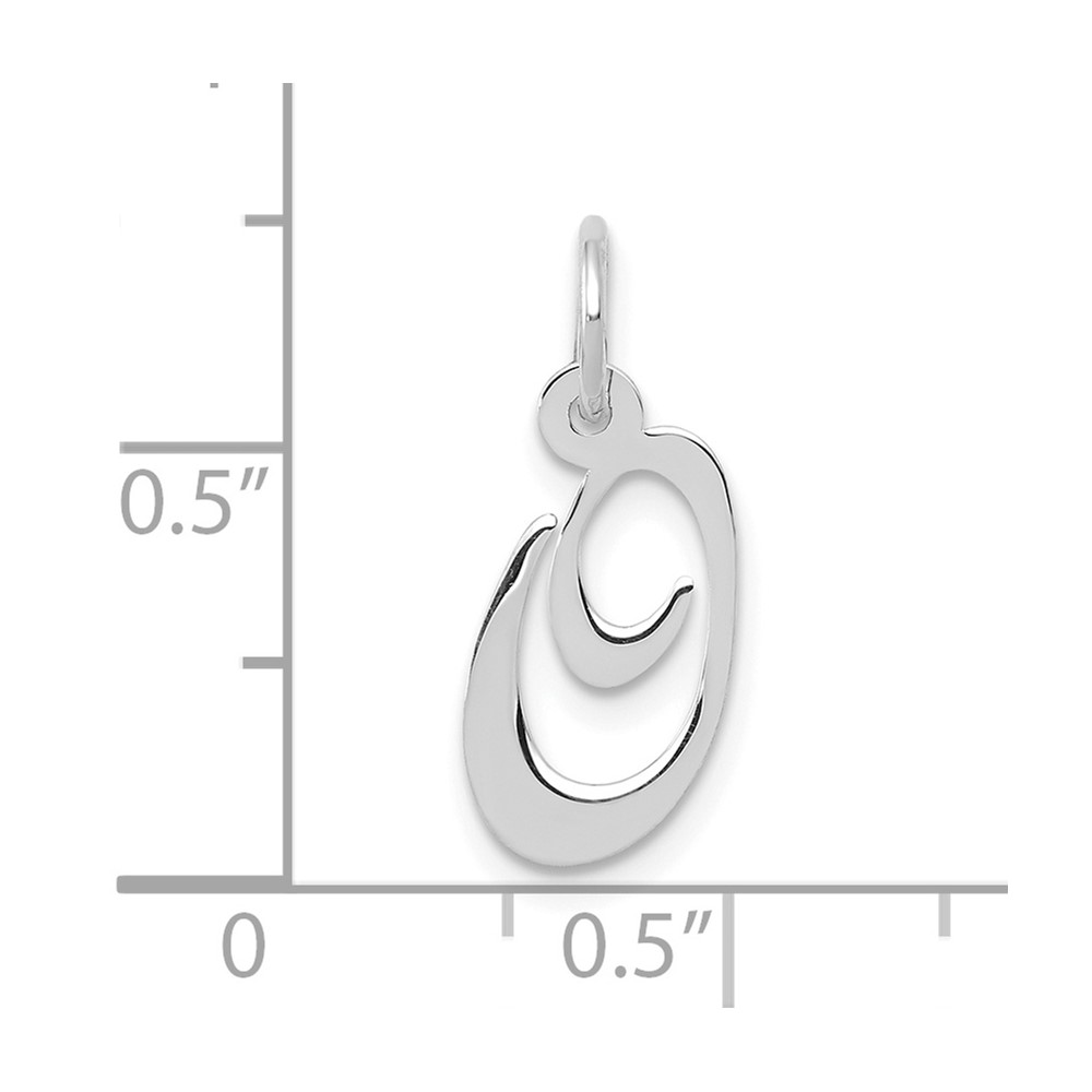 10k White Gold Small Fancy Script Initial O Charm (10YC651O)