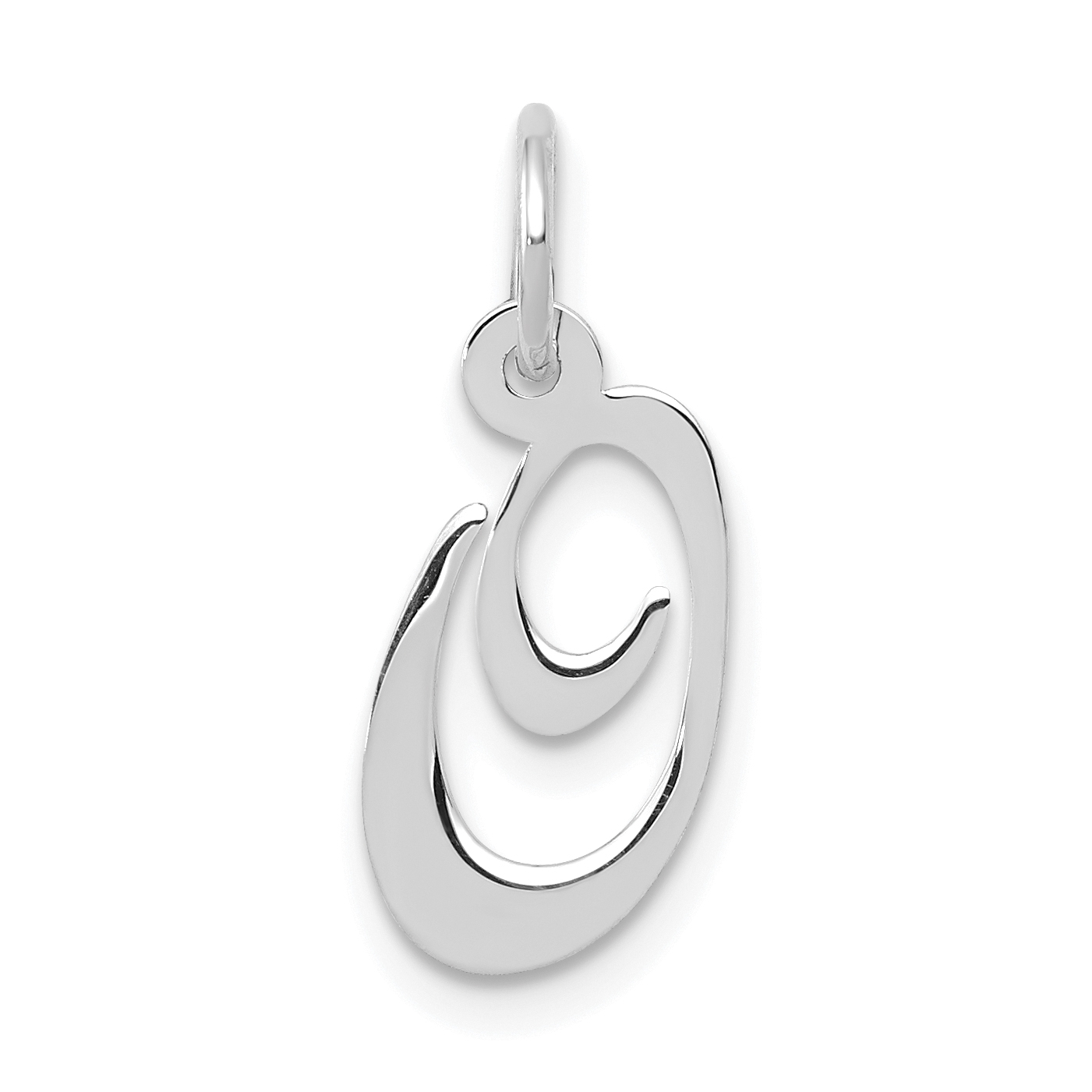 10k White Gold Small Fancy Script Initial O Charm (10YC651O)