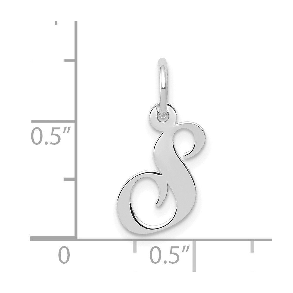 10k White Gold Small Fancy Script Initial S Charm (10YC651S)
