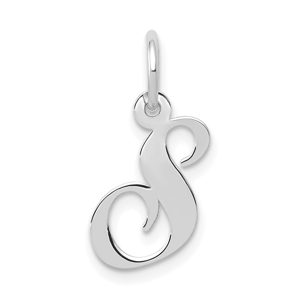 10k White Gold Small Fancy Script Initial S Charm (10YC651S)