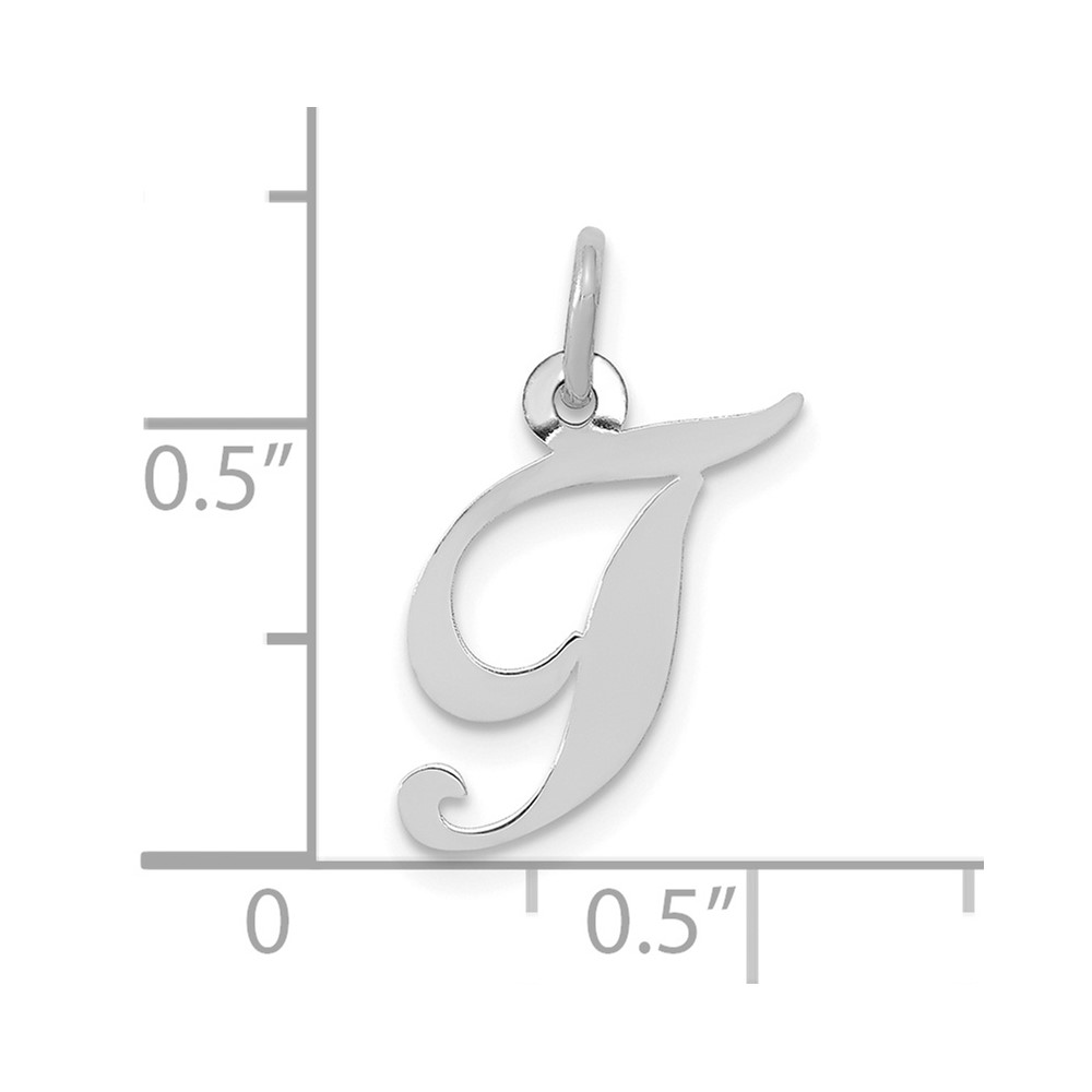 10k White Gold Small Fancy Script Initial T Charm (10YC651T)