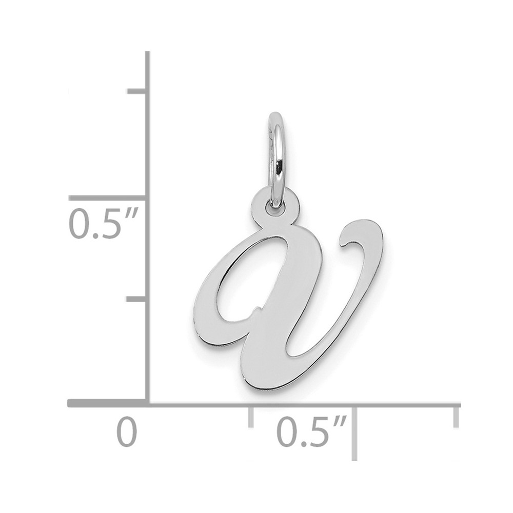 10k White Gold Small Fancy Script Initial V Charm (10YC651V)