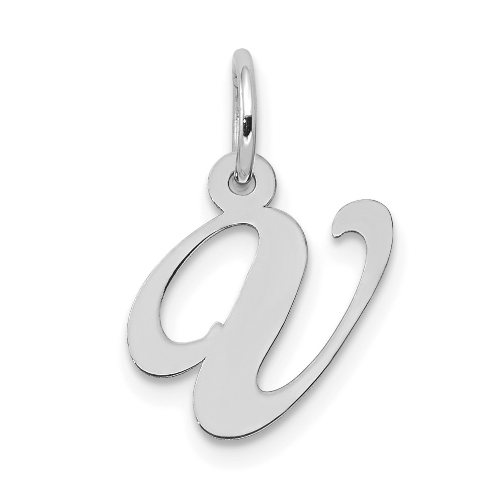 10k White Gold Small Fancy Script Initial V Charm (10YC651V)